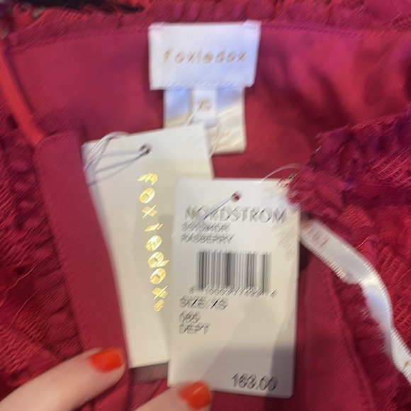 NWT Foxiedox Gloria lace mini dress in raspberry red - Picture 8 of 10